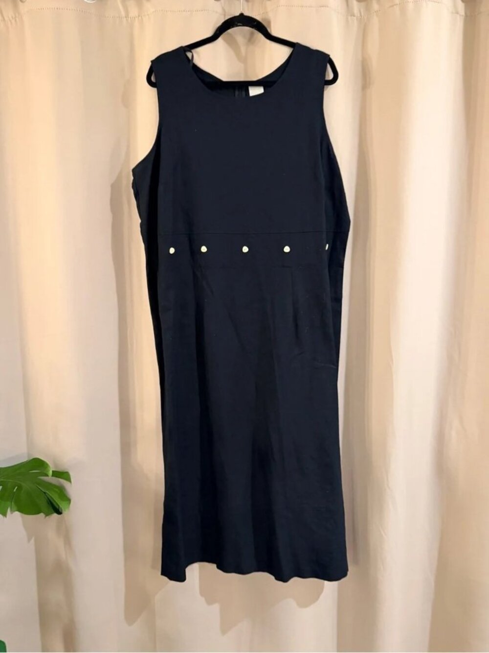 Women’s Classic Black Long Dress with buttons